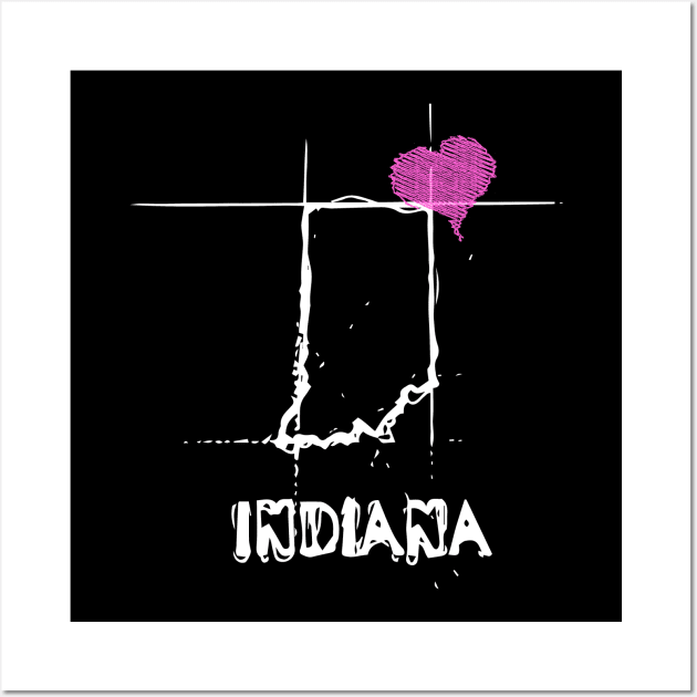 Love Indiana State Sketch USA Art Design Wall Art by DimDom